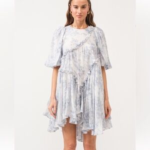 Sofie the label Chic Asymmetrical brown Floral Dress